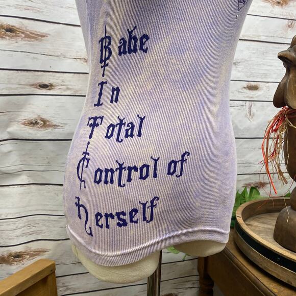 RTB Real Tough B itch Purple Tank Top Medium Embellished Graphic Ribbed Cotton - Picture 2 of 13